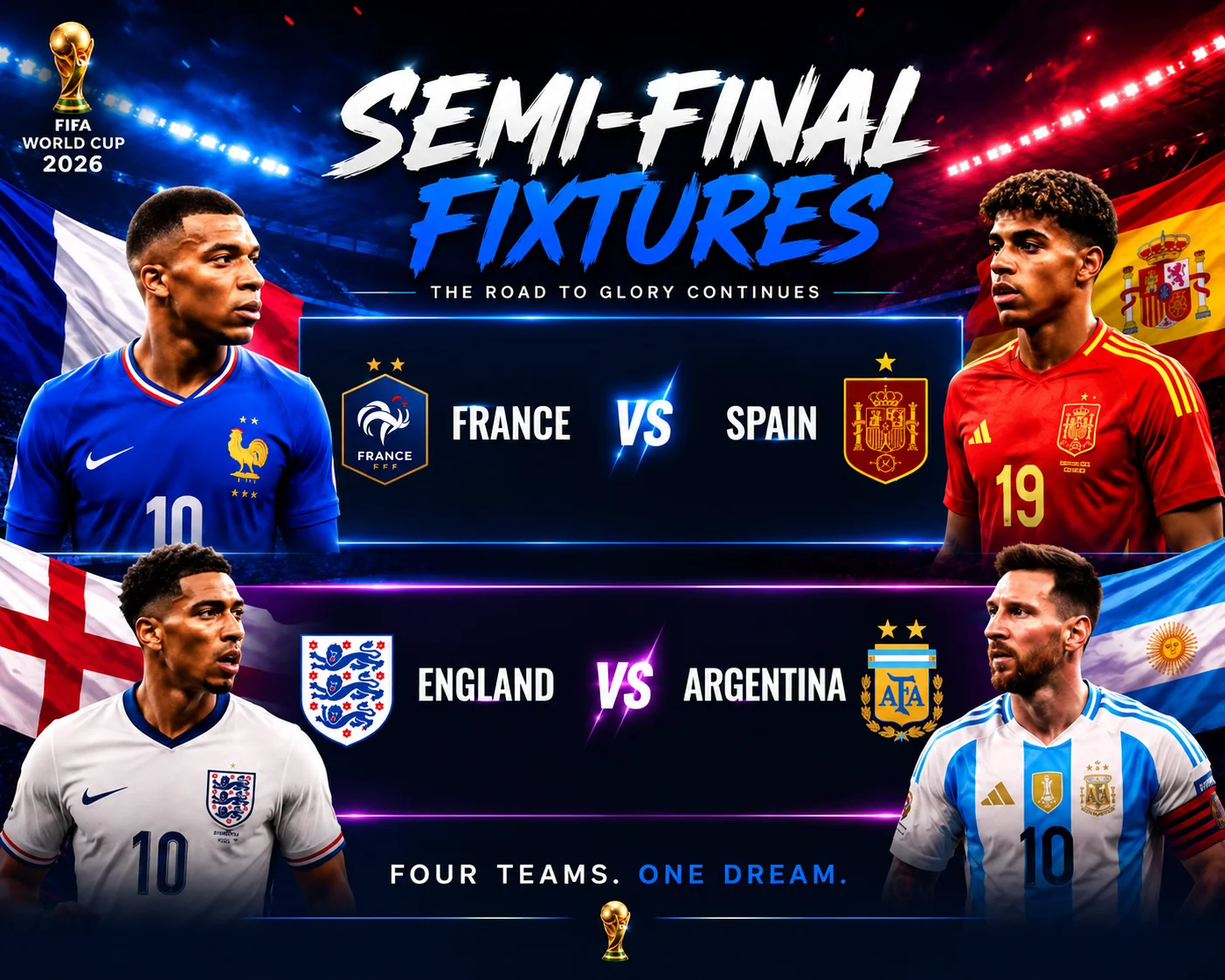 World Cup 2026 2 cặp bán kết trong mơ