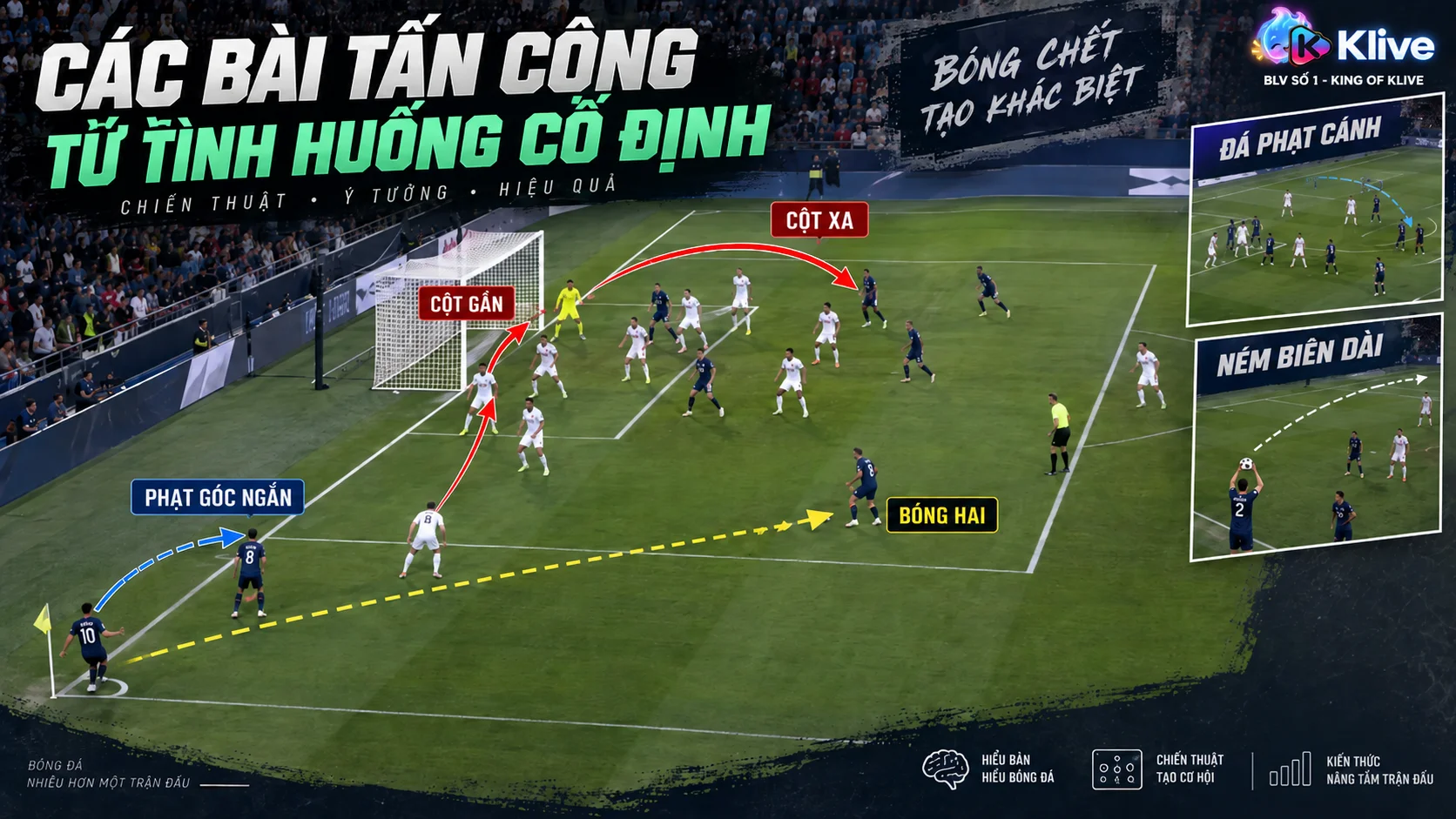Các bài tấn công cố định phổ biến trong bóng đá là gì?