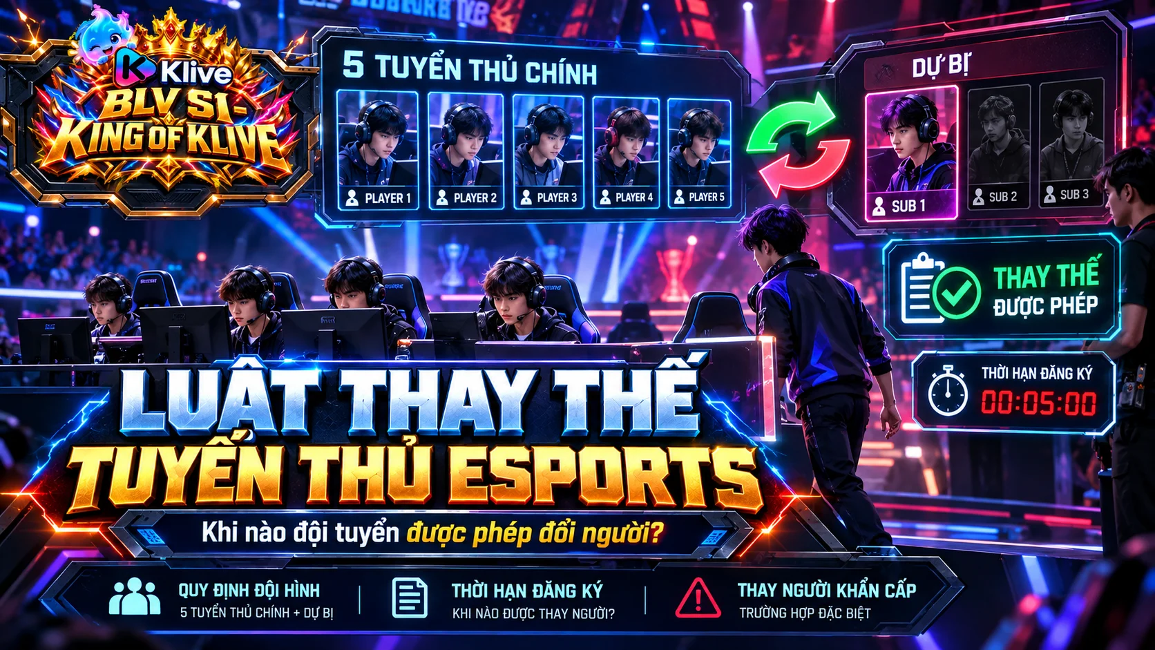 Luật sử dụng tuyển thủ thay thế tạm thời trong Esports là gì?